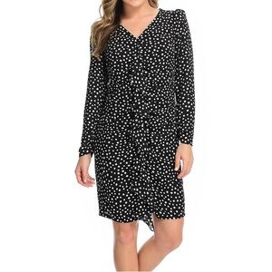 Women’s Mod X Black & White Polka Dot Long Sleeve Dress